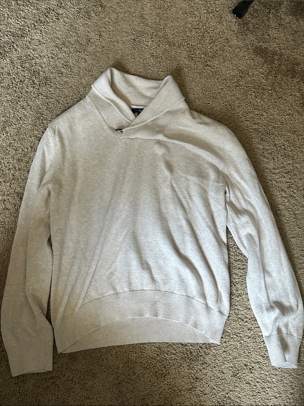 GAP Men's Light Gray Shawl Collar Sweater